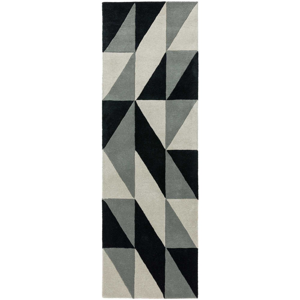 Reef Flag Geometric Wool Runner Rugs RF08 in Grey